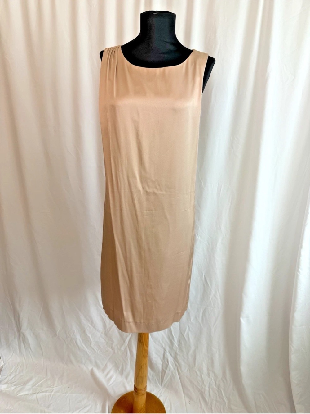 Theory Gold Satin Draped Front Dress - size 6 Small Minimalist